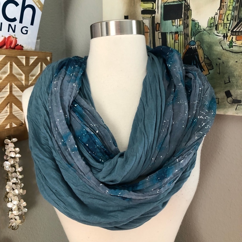 COLLECTION EIGHTEEN Ombre Scarf Women's One Size Teal & Blue Metallic